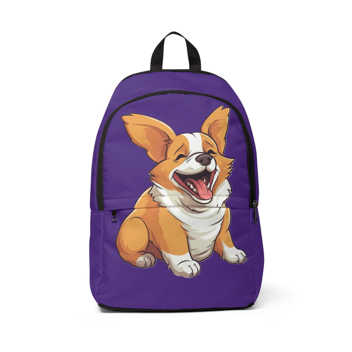 Jolly Jiggling Animated Corgi Backpack — Funny Purple Corgi Rucksack