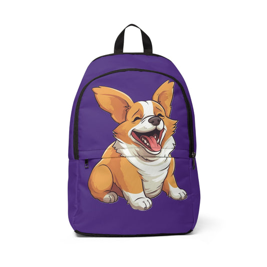 Jolly Jiggling Animated Corgi Backpack — Funny Purple Corgi Rucksack