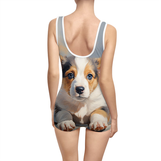 Puppy Portrait Vintage One-Piece