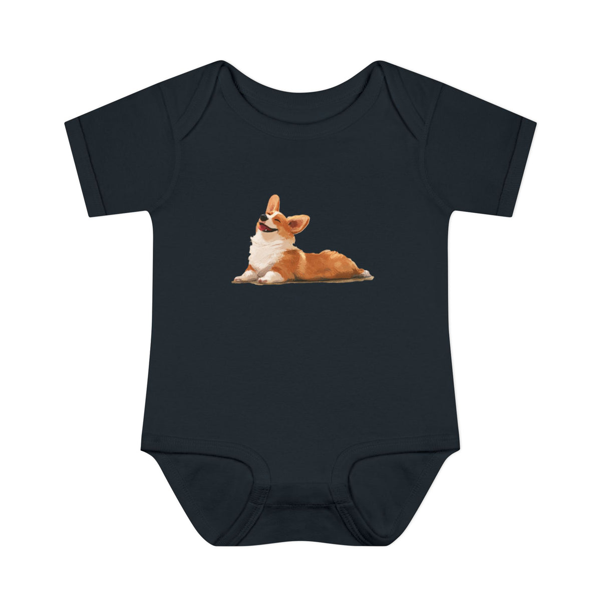 Giddy Sploot Black Infant Corgi Bodysuit