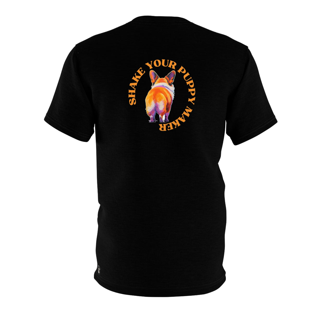 Shake Your Puppy Maker Unisex Bold Designer Tee - Corgi Butt Humor on Phantom Black