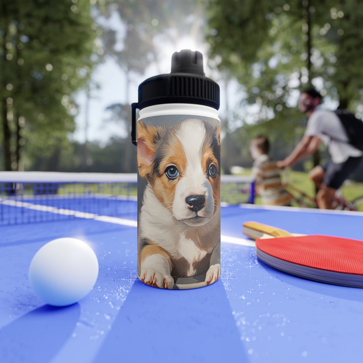 Puppy Portrait - Water Bottle with Sport Lid