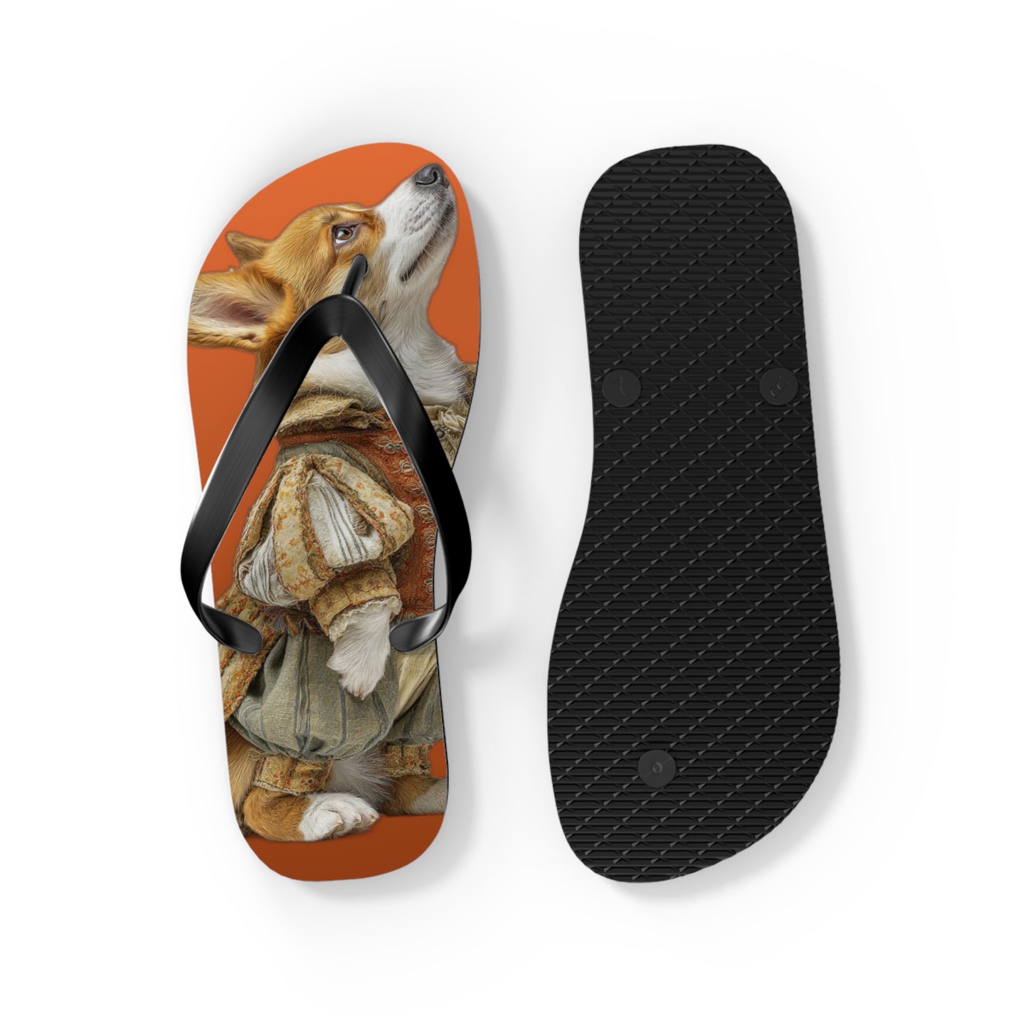 Prince Corgi Portrait Flip Flops – Cool Dog Beach Sandals