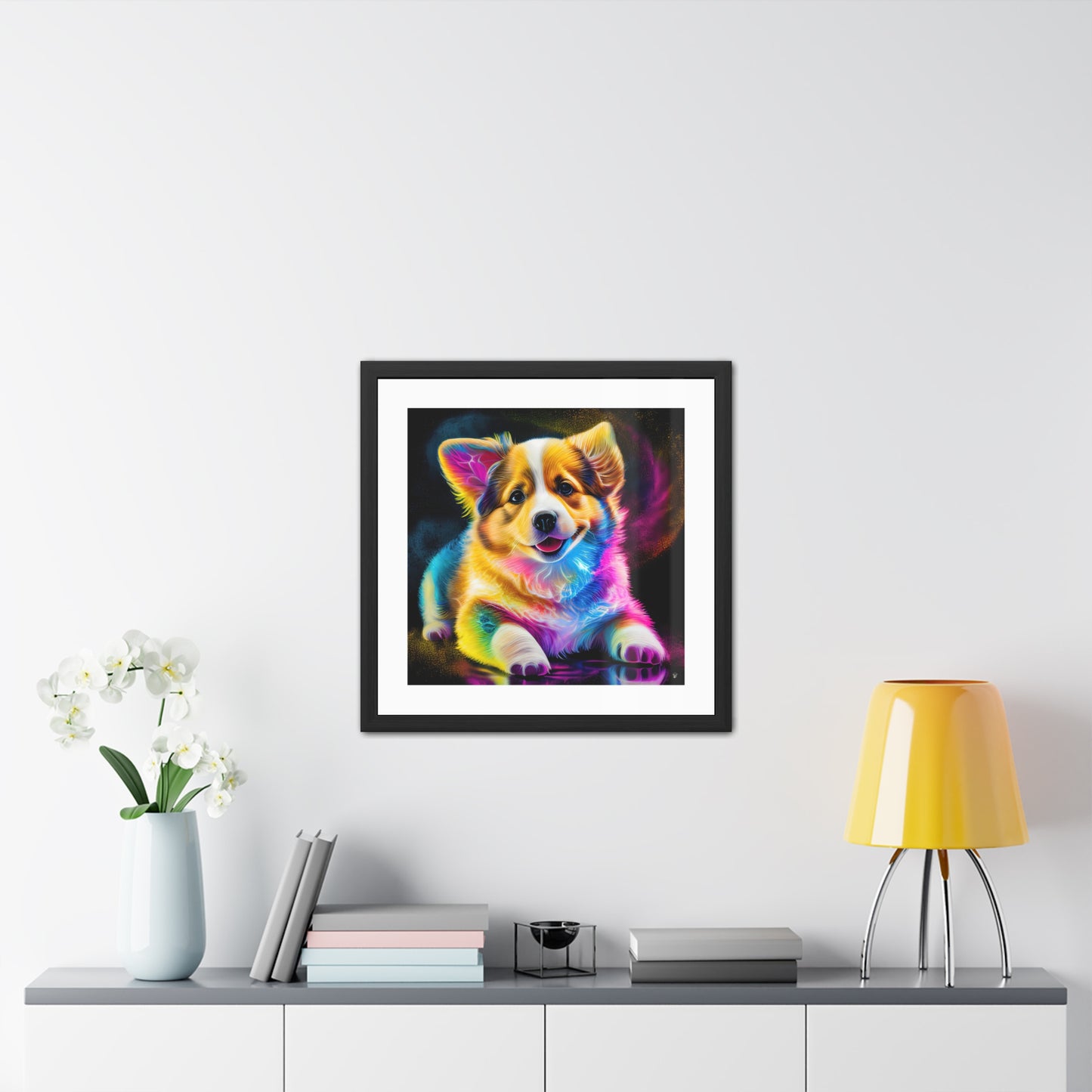 Colorful Corgi Framed Print