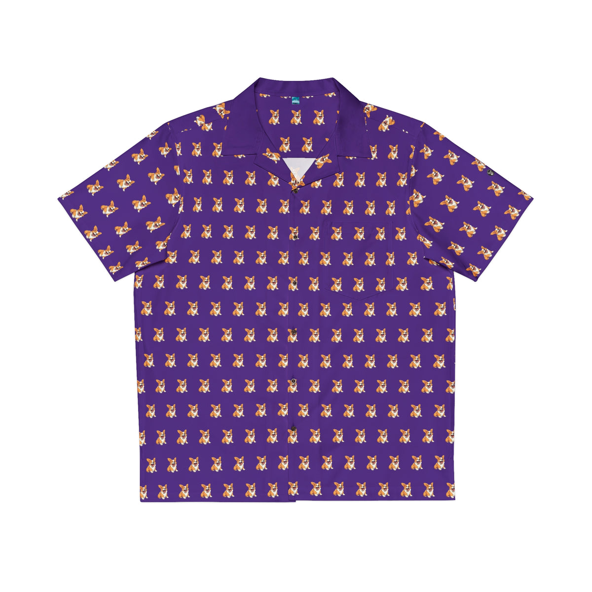 Jolly Jiggling Animated Corgi - Purple Hawaiian Shirt