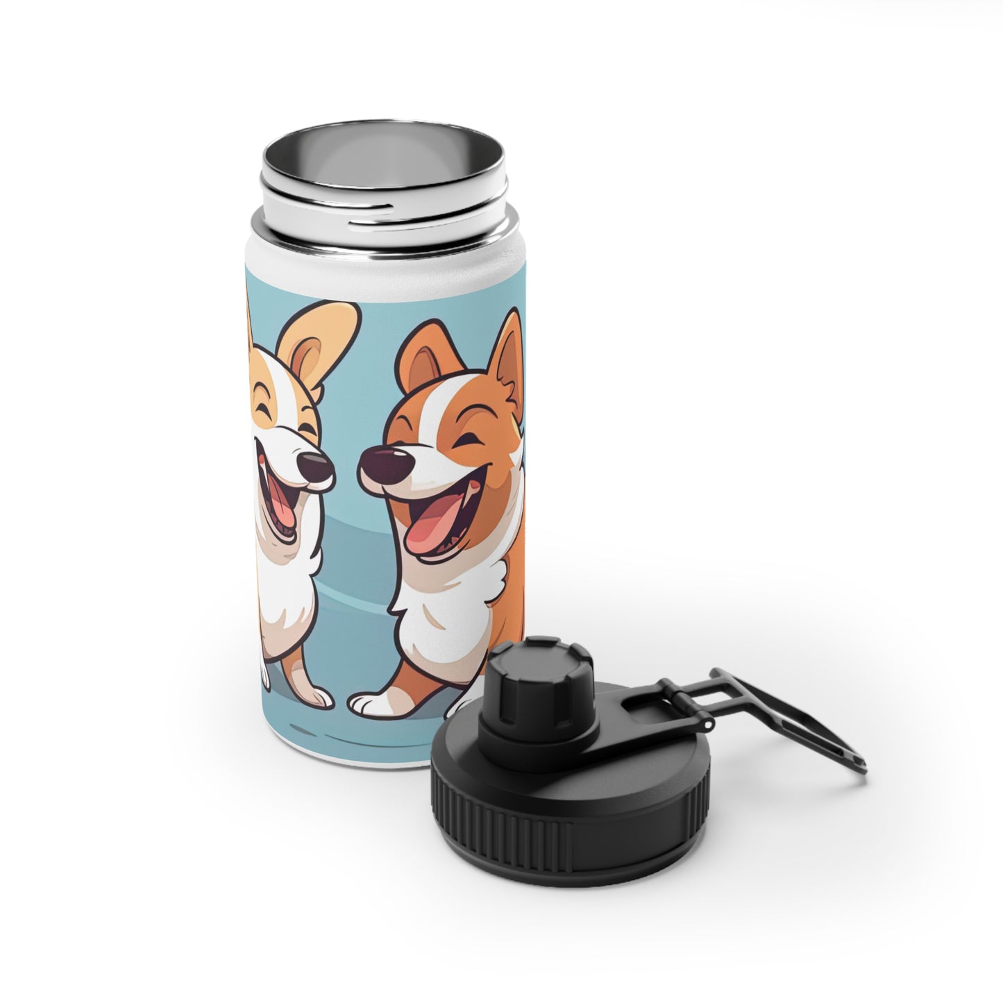Corgi Couple - Water Bottle with Sport Lid