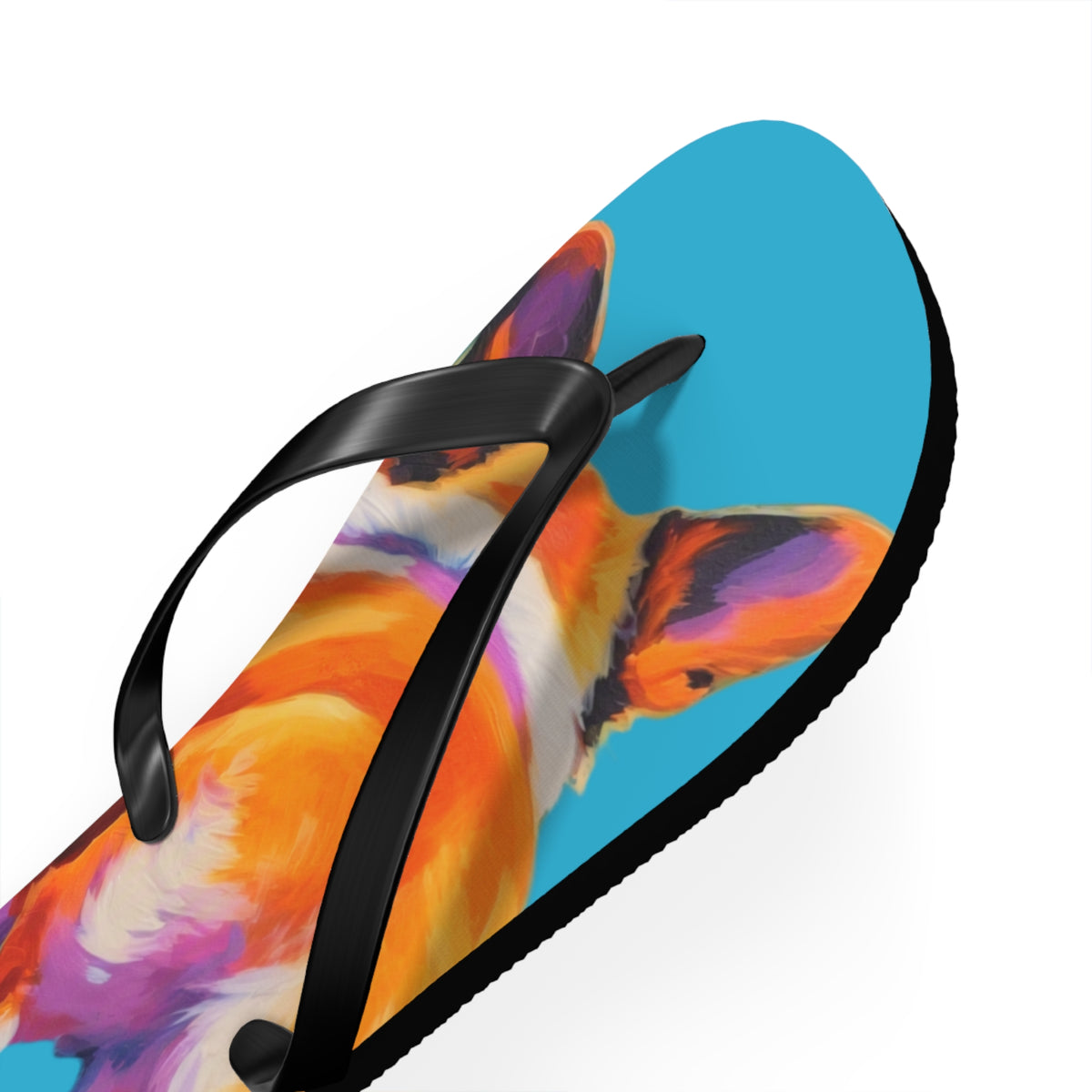 Corgi Butt Artistic Portrait Unisex Flip Flops – Blue Corgi Beach Sandals