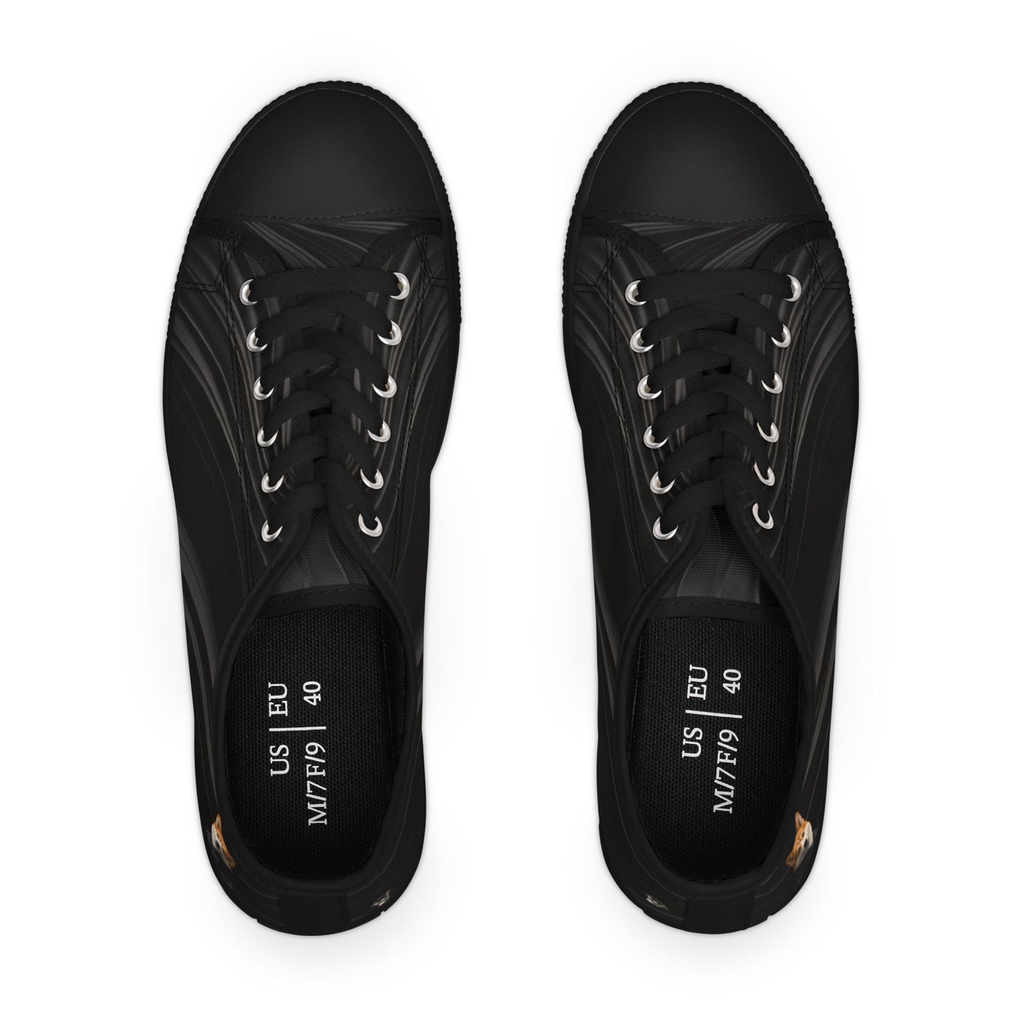 Samurai Corgi Black Swirl Women's Low-Top Casual Canvas Sneakers