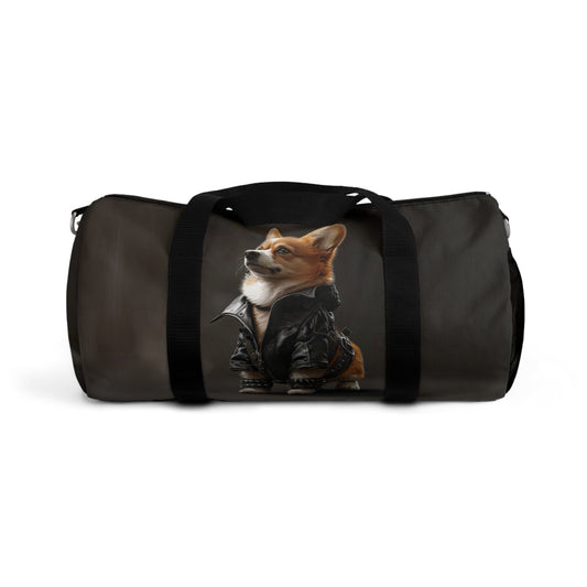 Leader of the Pack Corgi Duffel Bag - Cool Biker Theme Corgi Travel Gym Bag