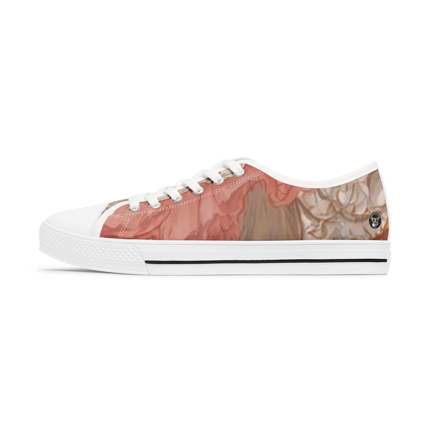 Princess Corgi Pink Rose Floral Women's Low-Top Casual Canvas Sneakers