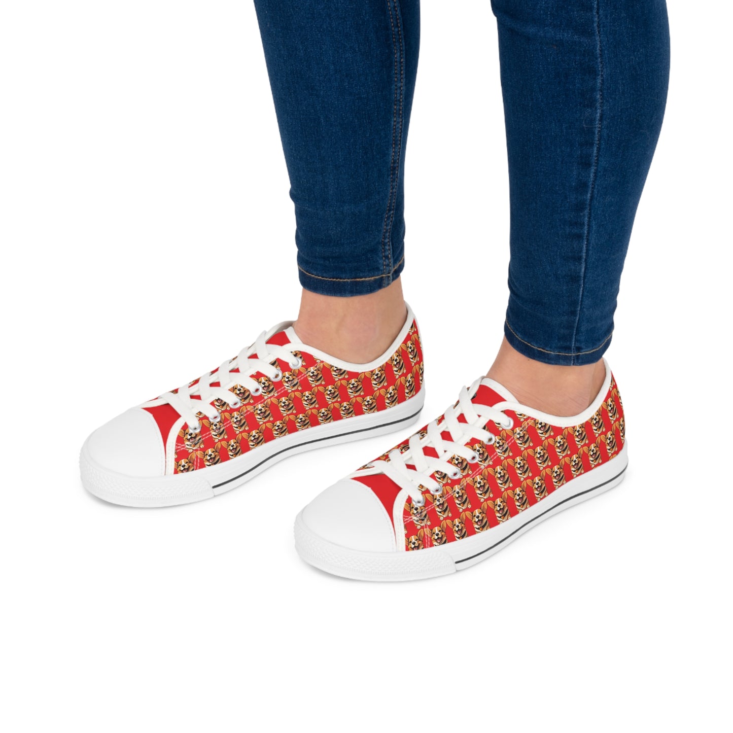 Puppy Love Mosaic - Women's Low Top Sneakers