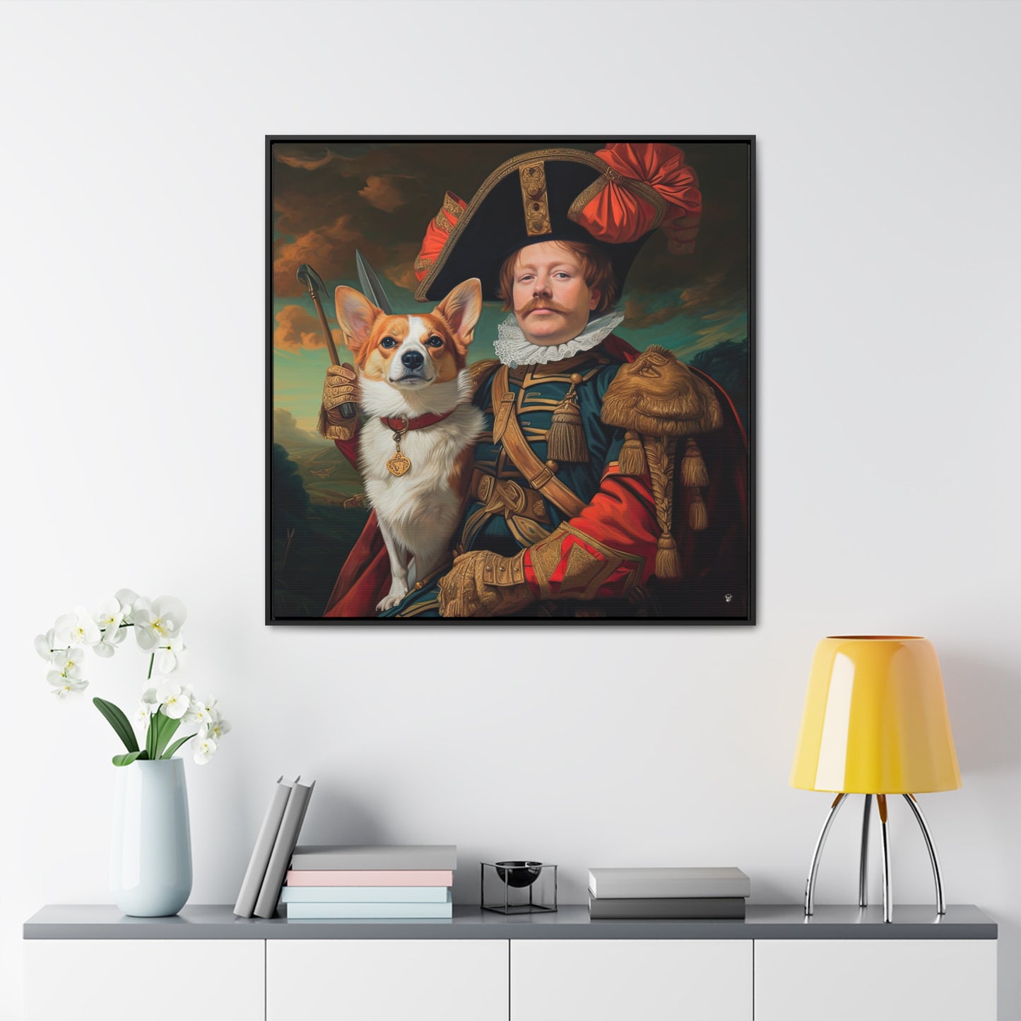 First Royal Corgi - Framed on Canvas