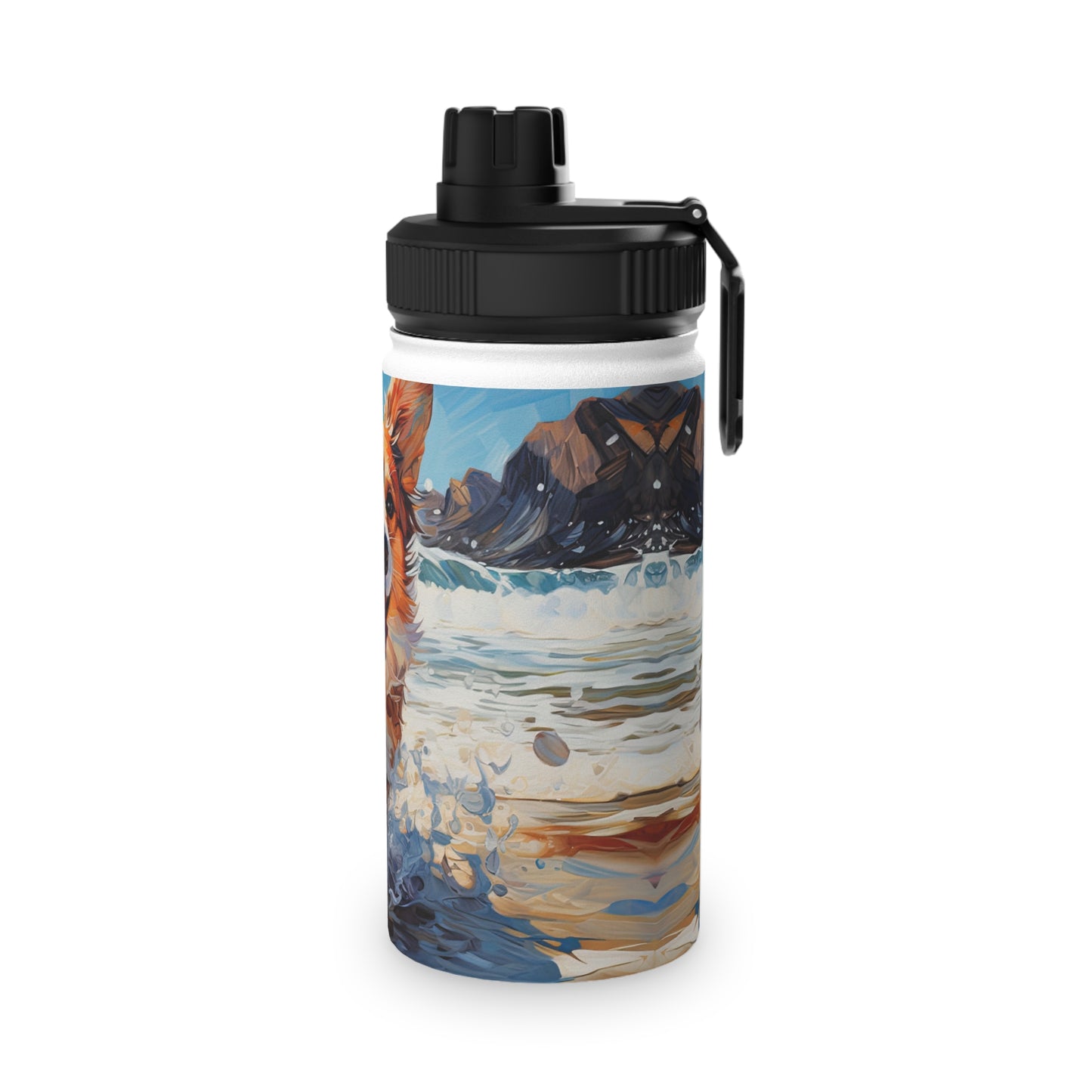 Coastal Corgi - Water Bottle with Sport Lid