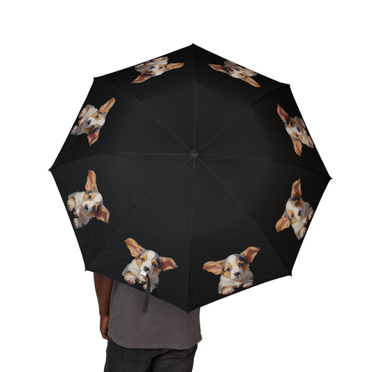 Puppy Dog Eyes Corgi Foldable Umbrella — Cute Dog Print Compact Rain Shield