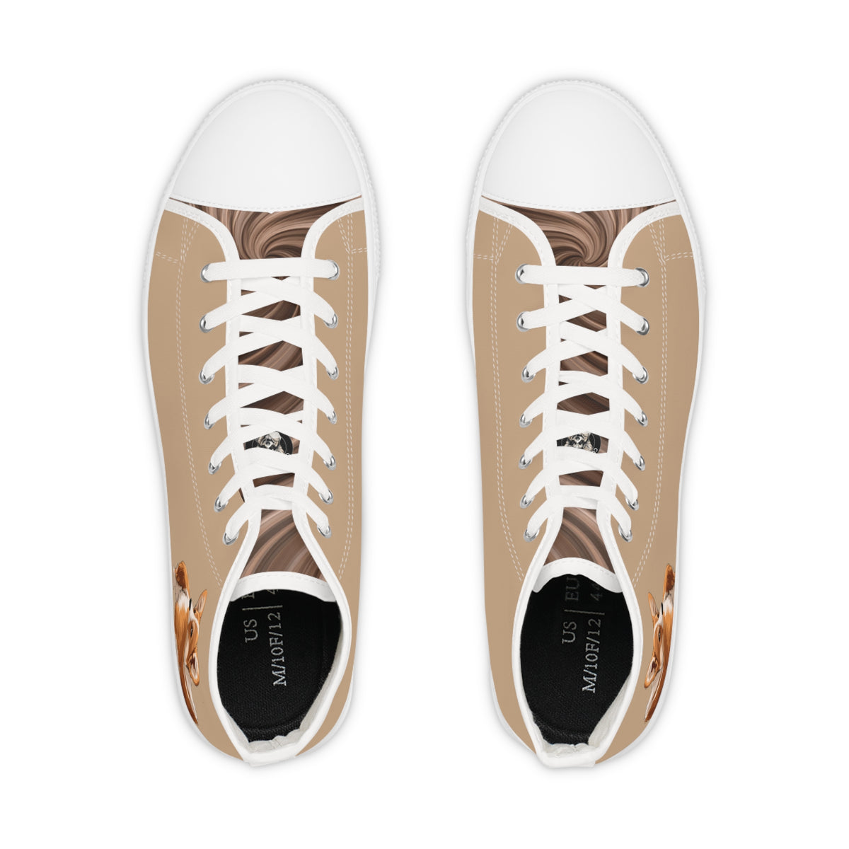 Butt What? Talk To The Butt Contemptuous Corgi Men's High Top Casual Tan Canvas Sneakers