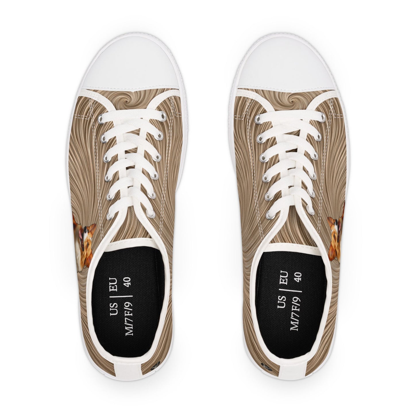 Pembroke Portrait Swirling Tan Women's Low Top Casual Canvas Sneakers