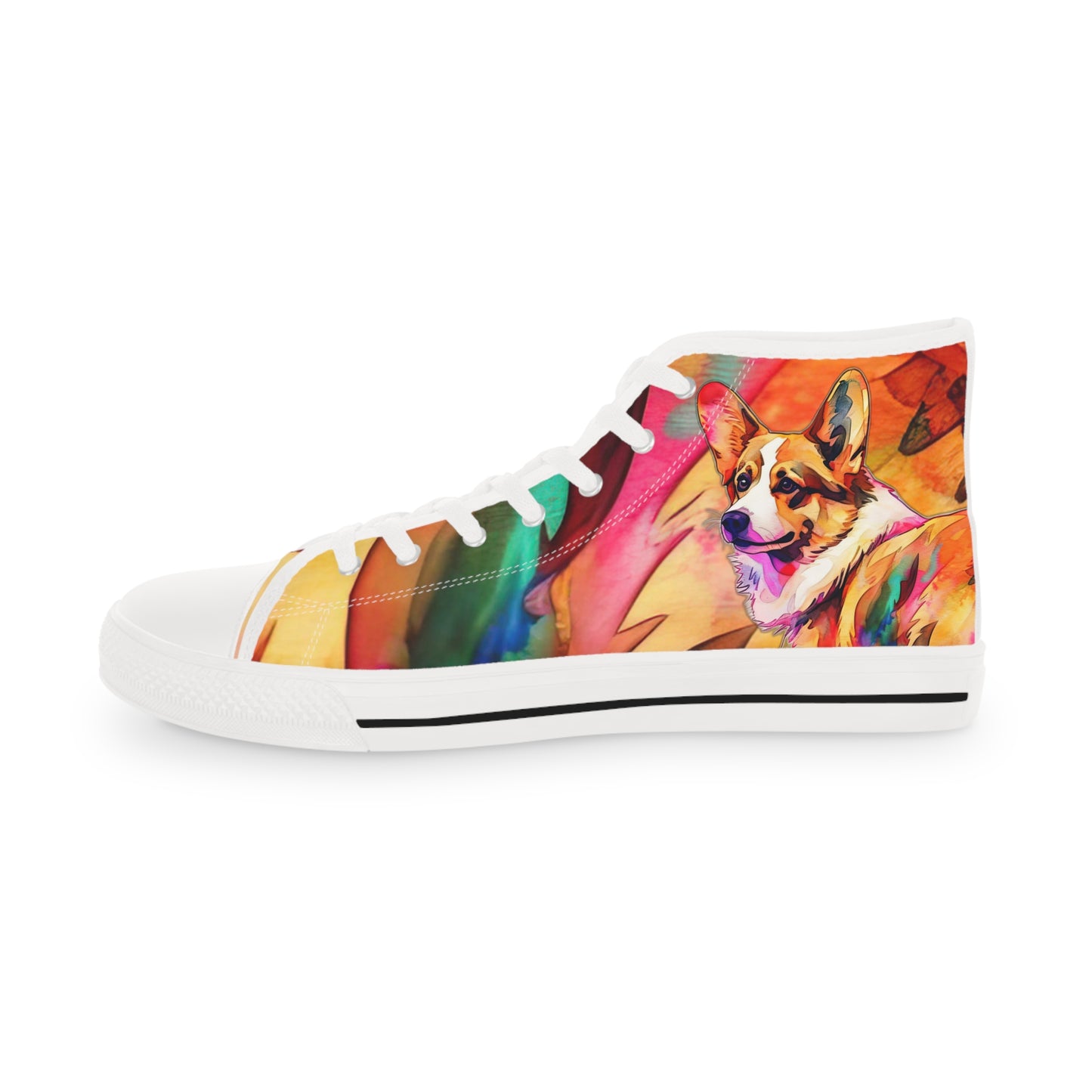Corgi Pop Art Paint Splash Men's High Top Casual Colorful Canvas Sneakers