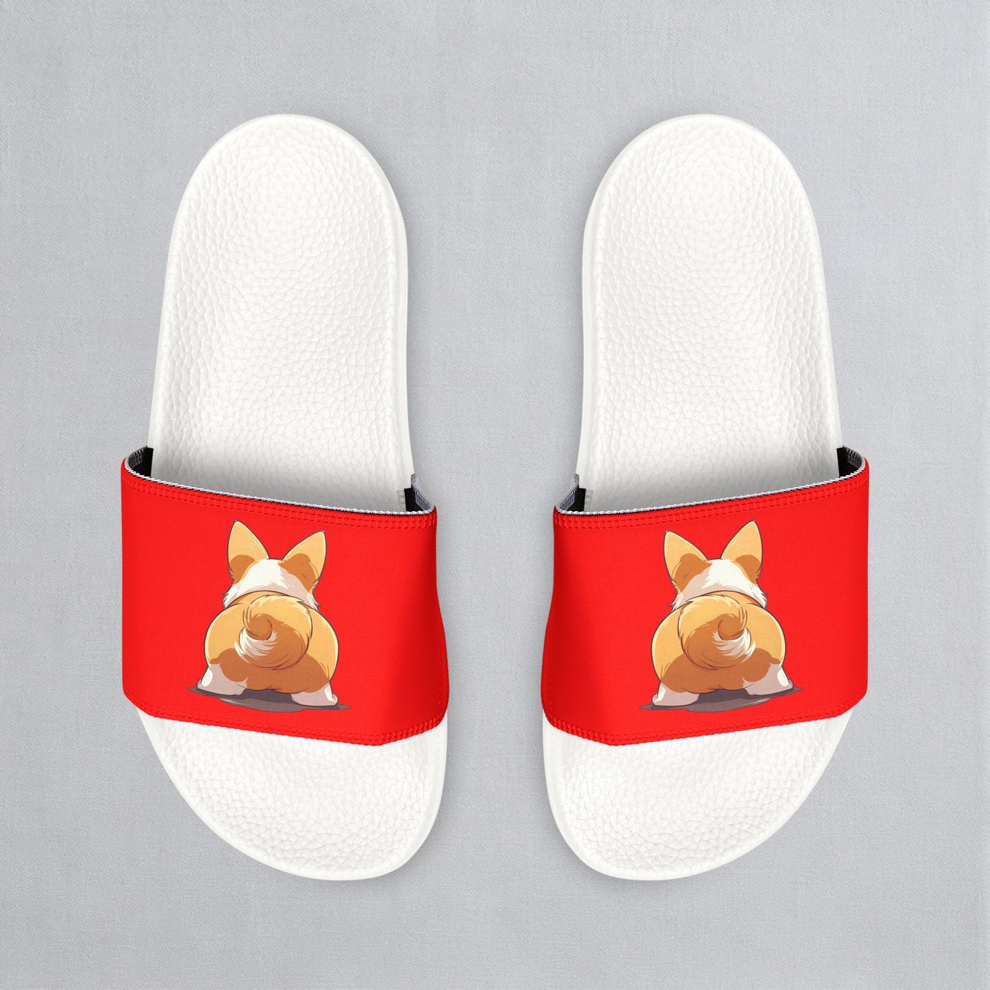 Booty Call Corgi Pop Art Women's Slide Sandals - Casual Pool & Beach Slides