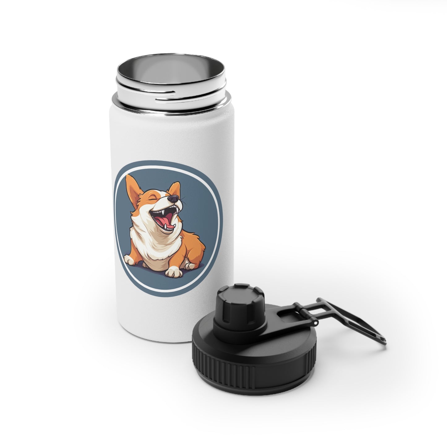 Comical Corgi - Water Bottle with Sport Lid