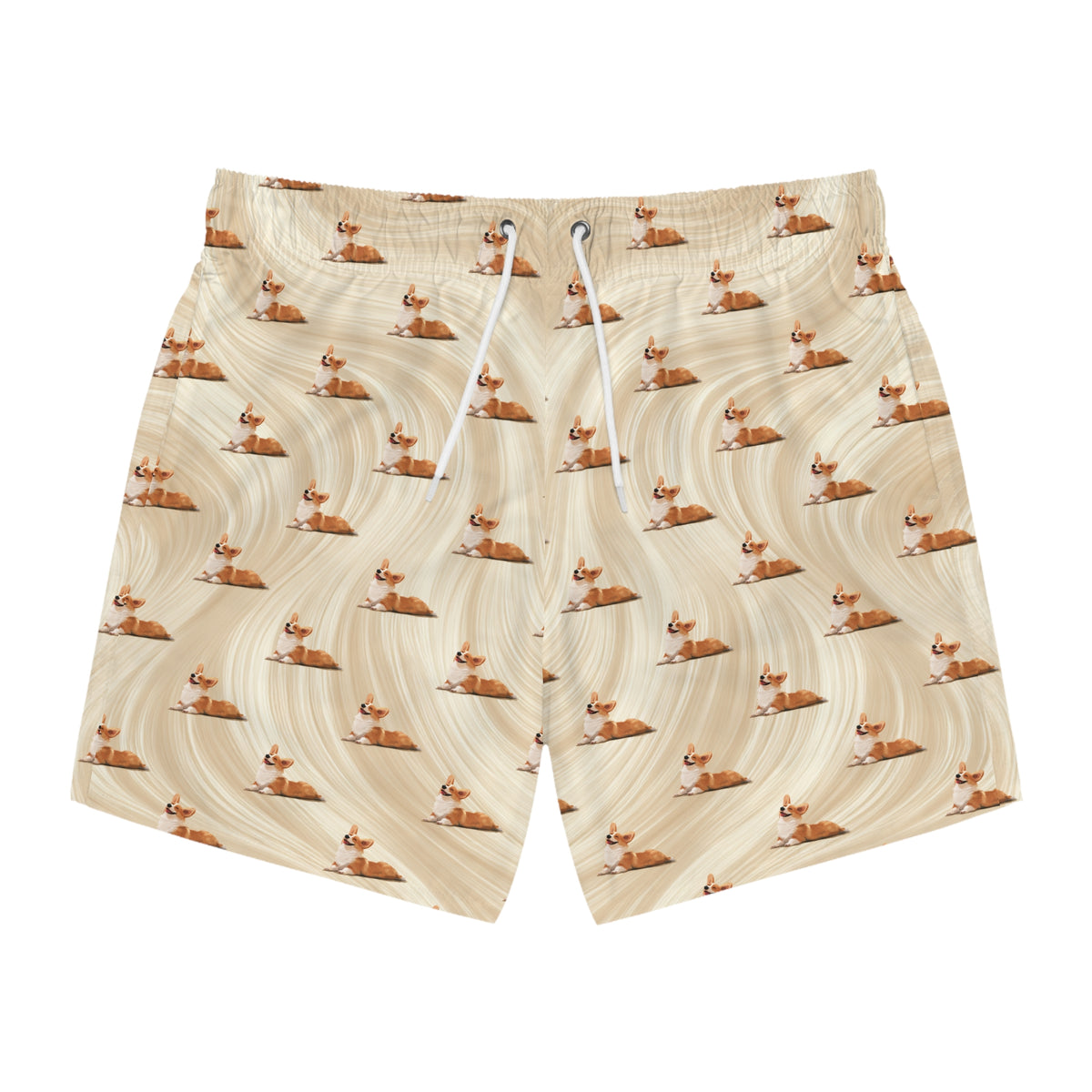 Giddy Sploot Swim Trunks - Rich Creamy Champagne Corgi Swimsuit