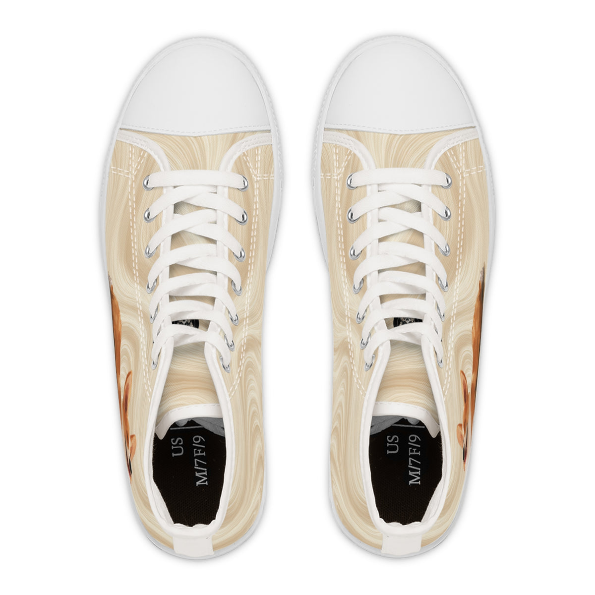 Giddy Sploot Women's High Top Casual Creamy Champagne Corgi Canvas Sneakers