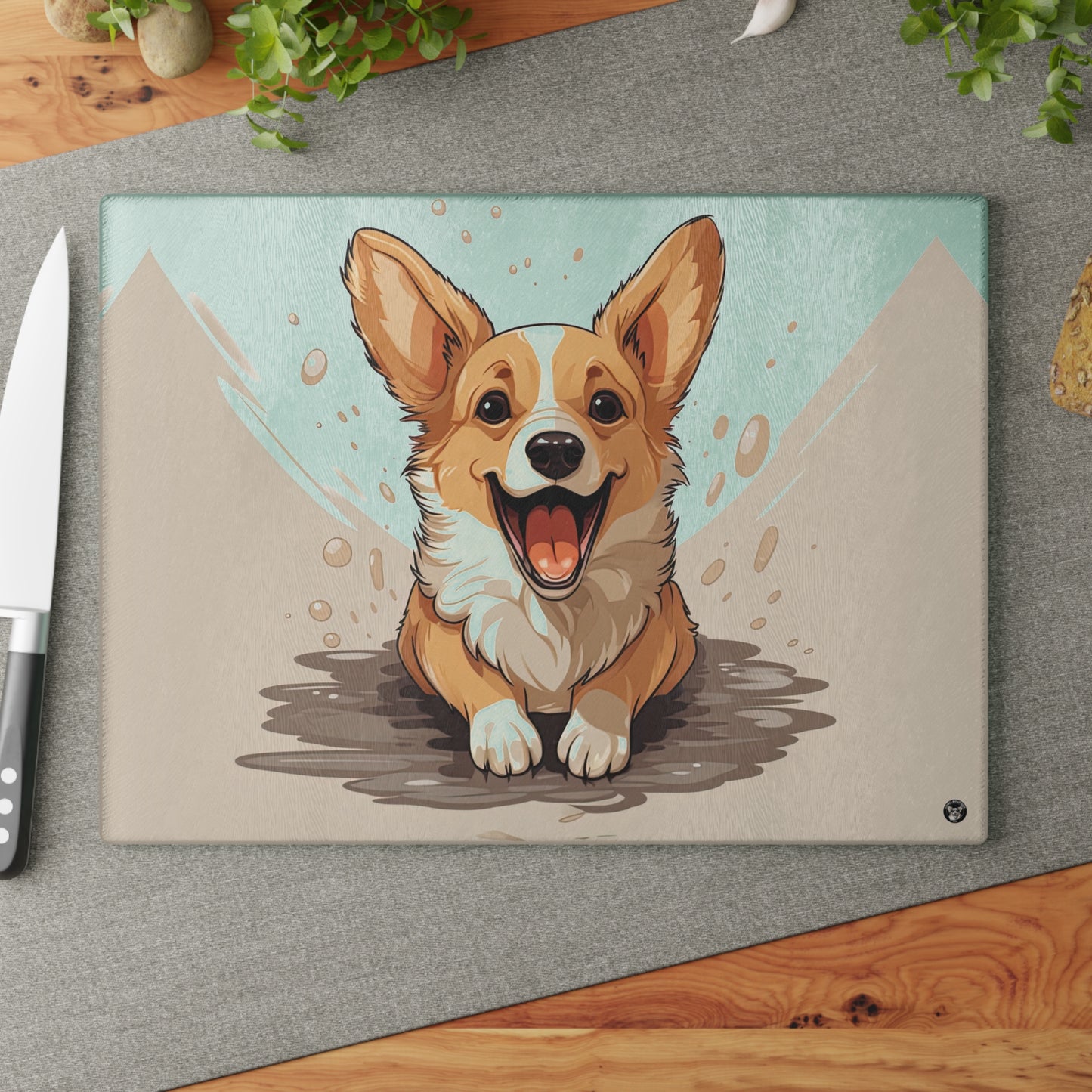 Corgi Cuteness - Glass Cutting Board