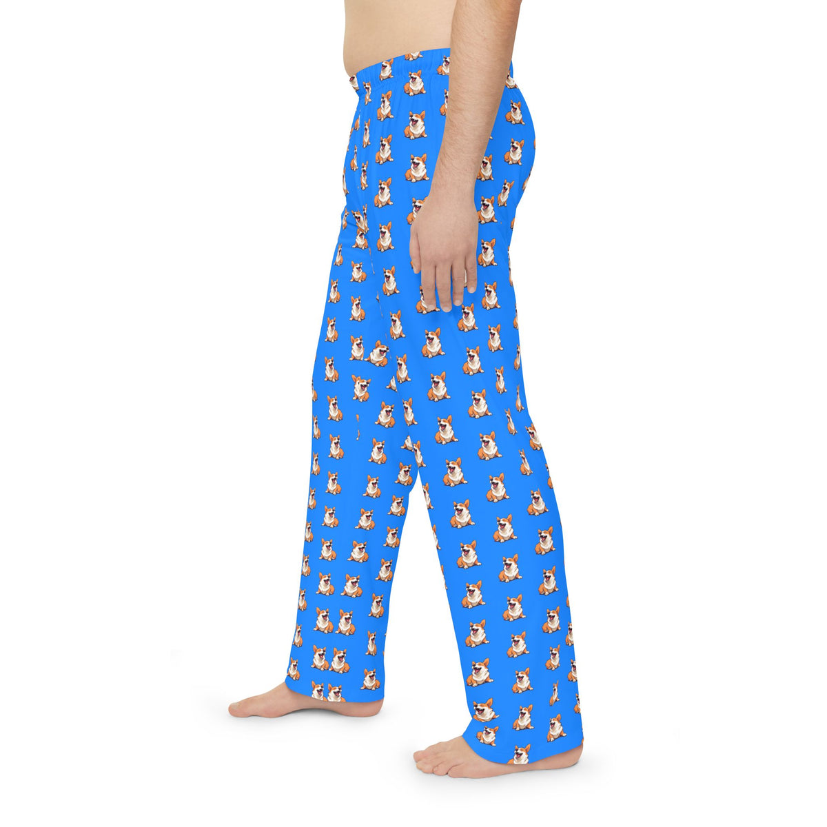 Comical Corgi All Smiles Repeater Pattern Men's Blue Lounge Pants