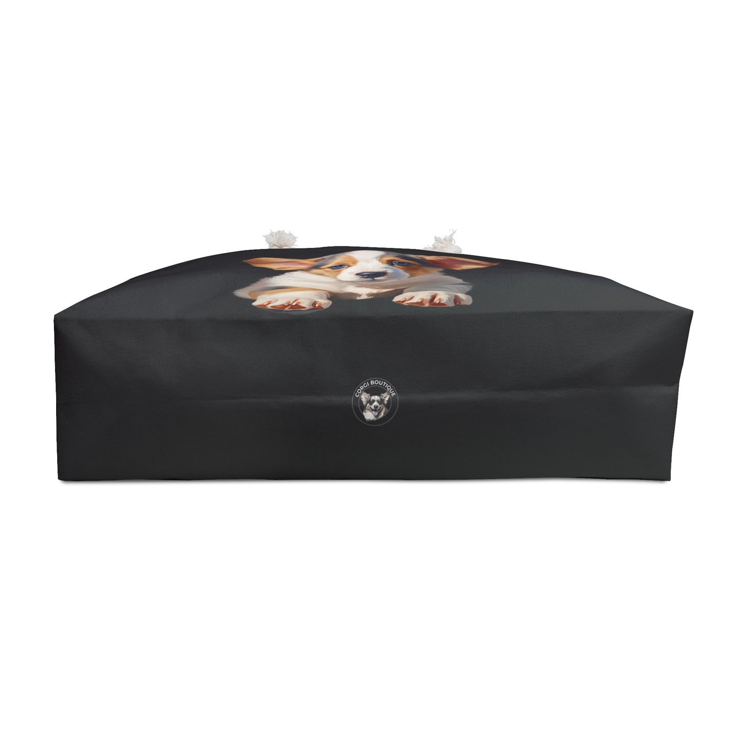 Puppy Dog Eyes Corgi Weekender Beach Bag – Cute Corgi Puppy Black Travel Tote