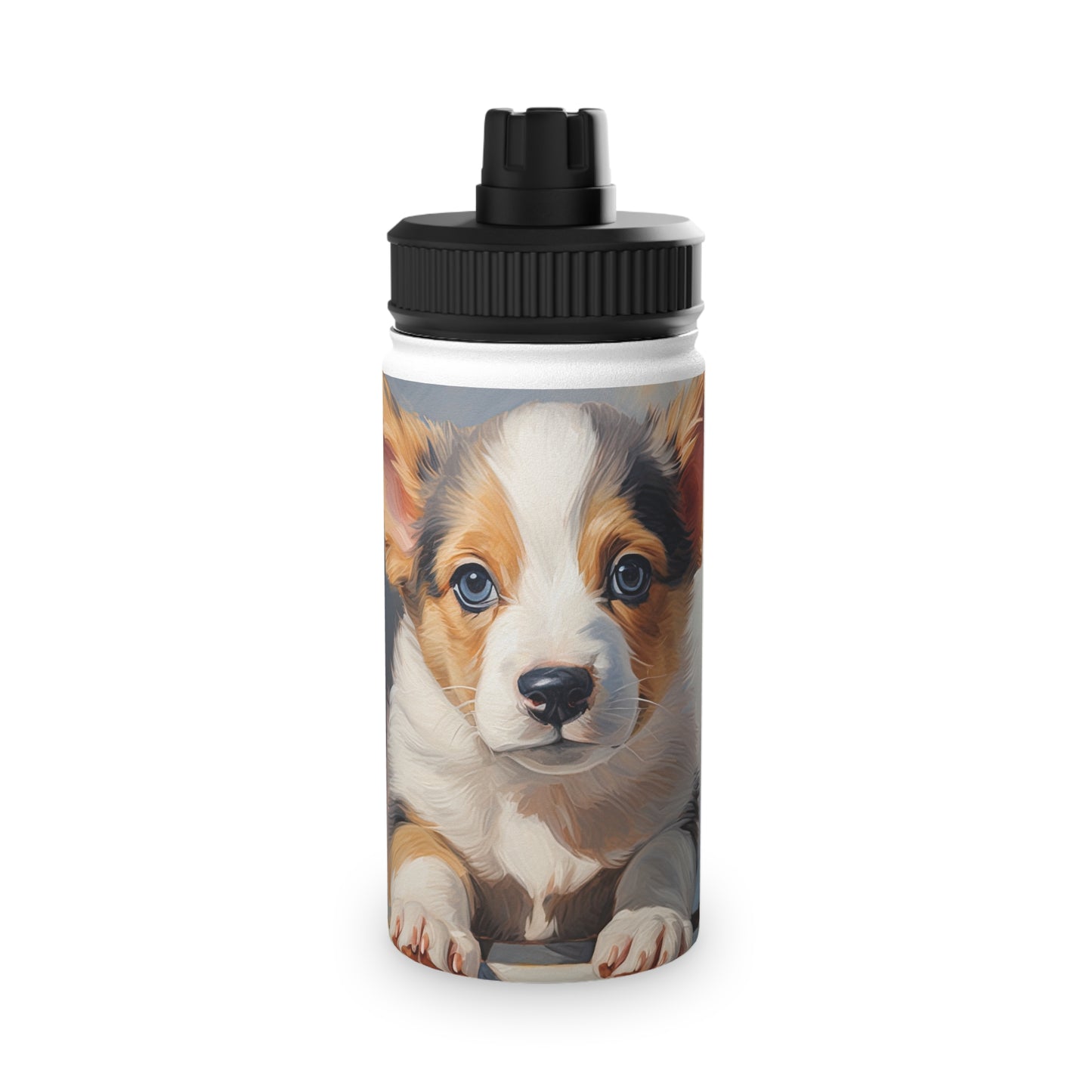 Puppy Portrait - Water Bottle with Sport Lid