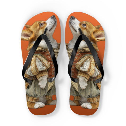 Prince Corgi Portrait Flip Flops – Cool Dog Beach Sandals