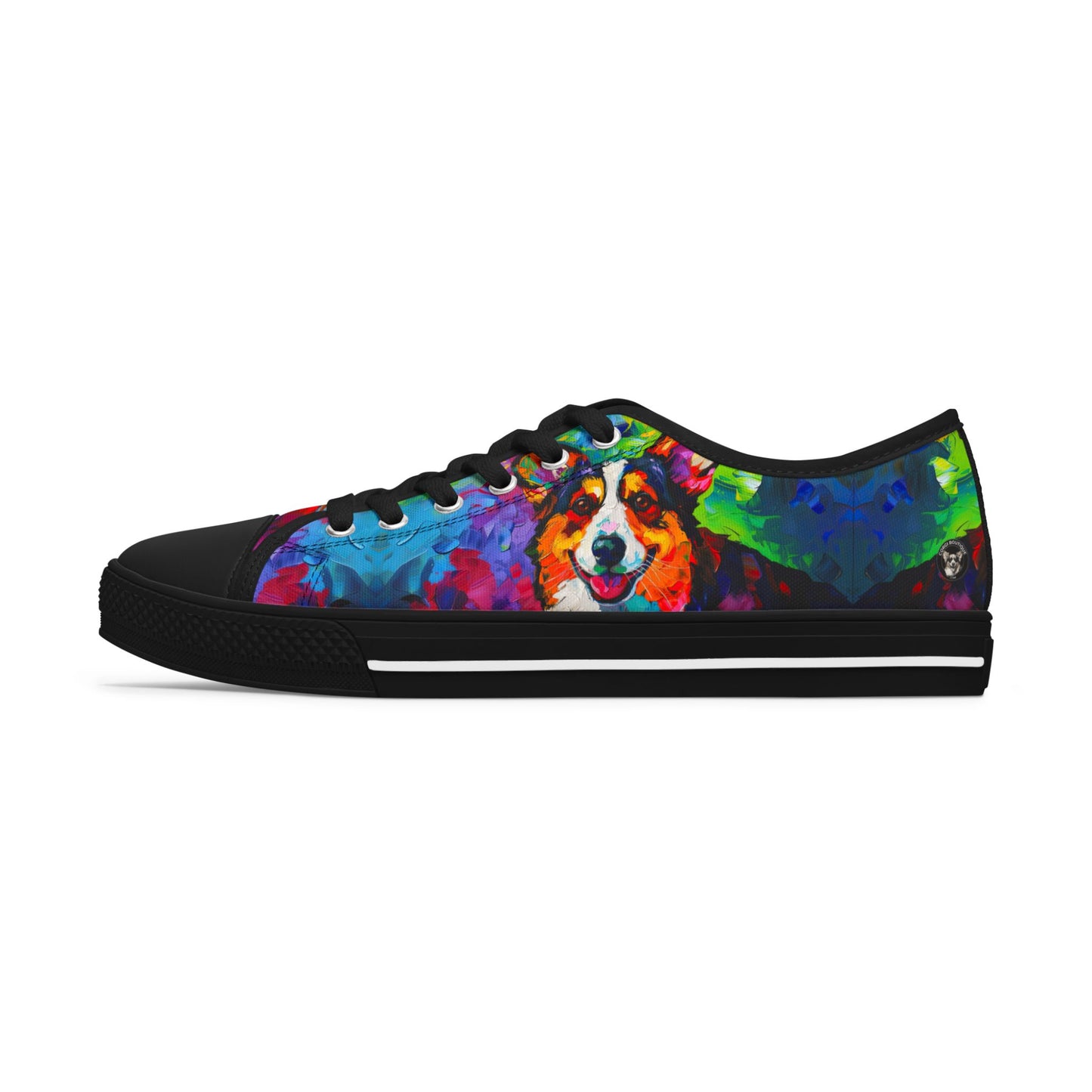 Color Me Corgi Vibrant Artistic Women's Low Top Casual Canvas Sneakers
