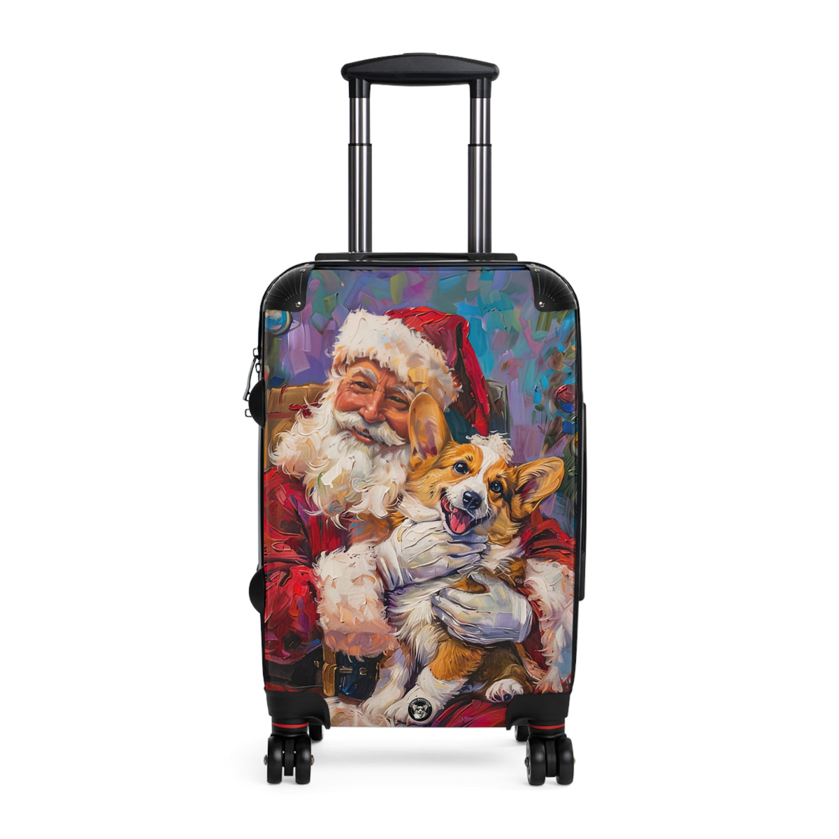 Christmas Corgi & Santa's Hug Travel Suitcases — Festive Holiday Rolling Luggage