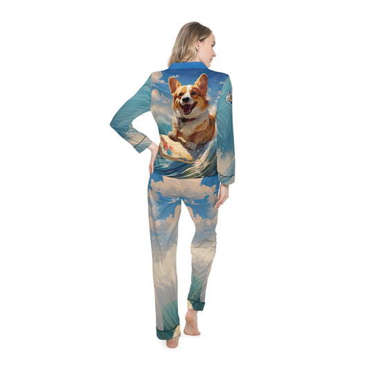 Cowabunga Corgi Silky Pajamas