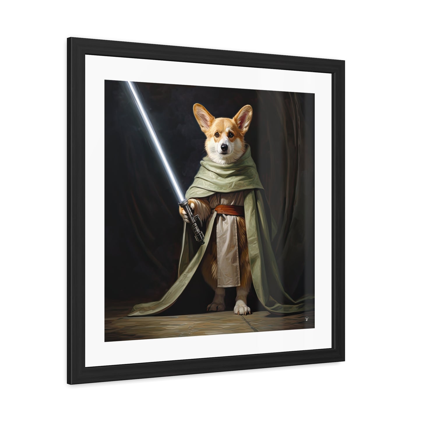 Impression Encadrée Corgi Jedi