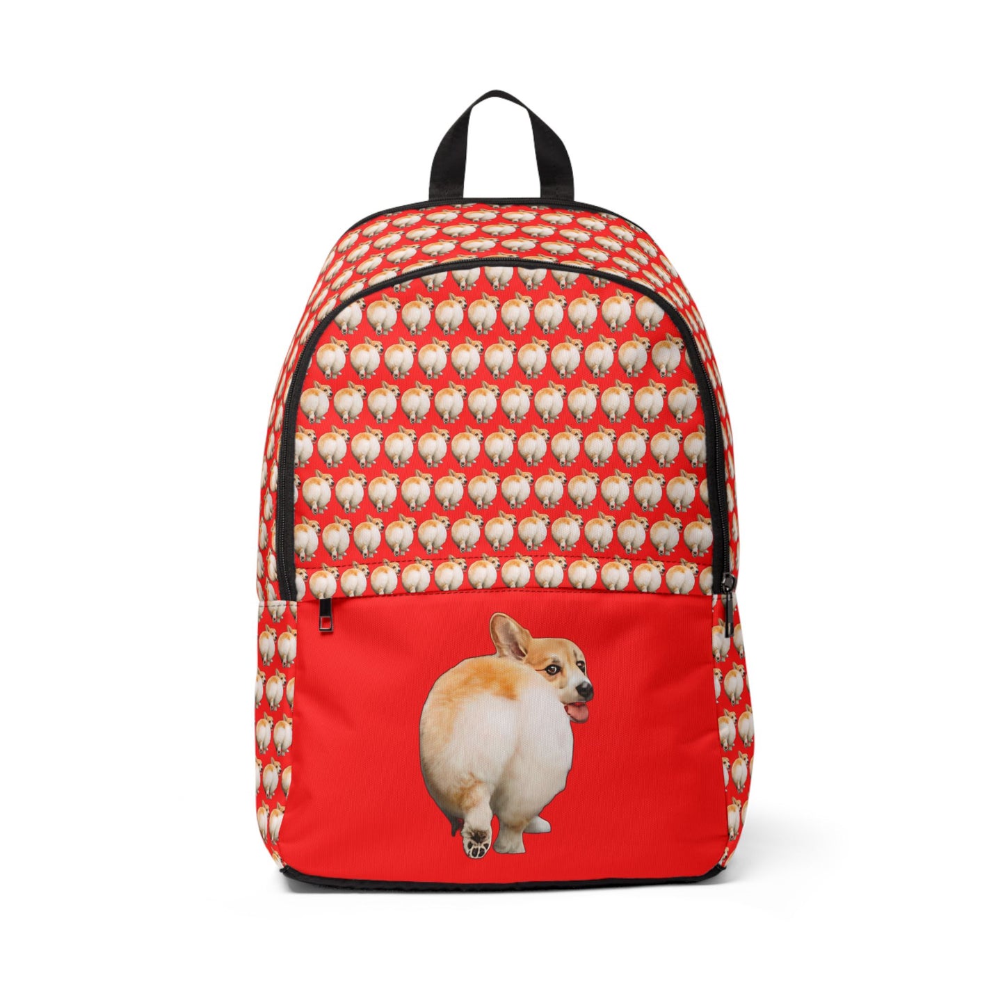 Baby Got Back Corgi Butt Pattern Backpack — Cute Corgi Print Red Rucksack