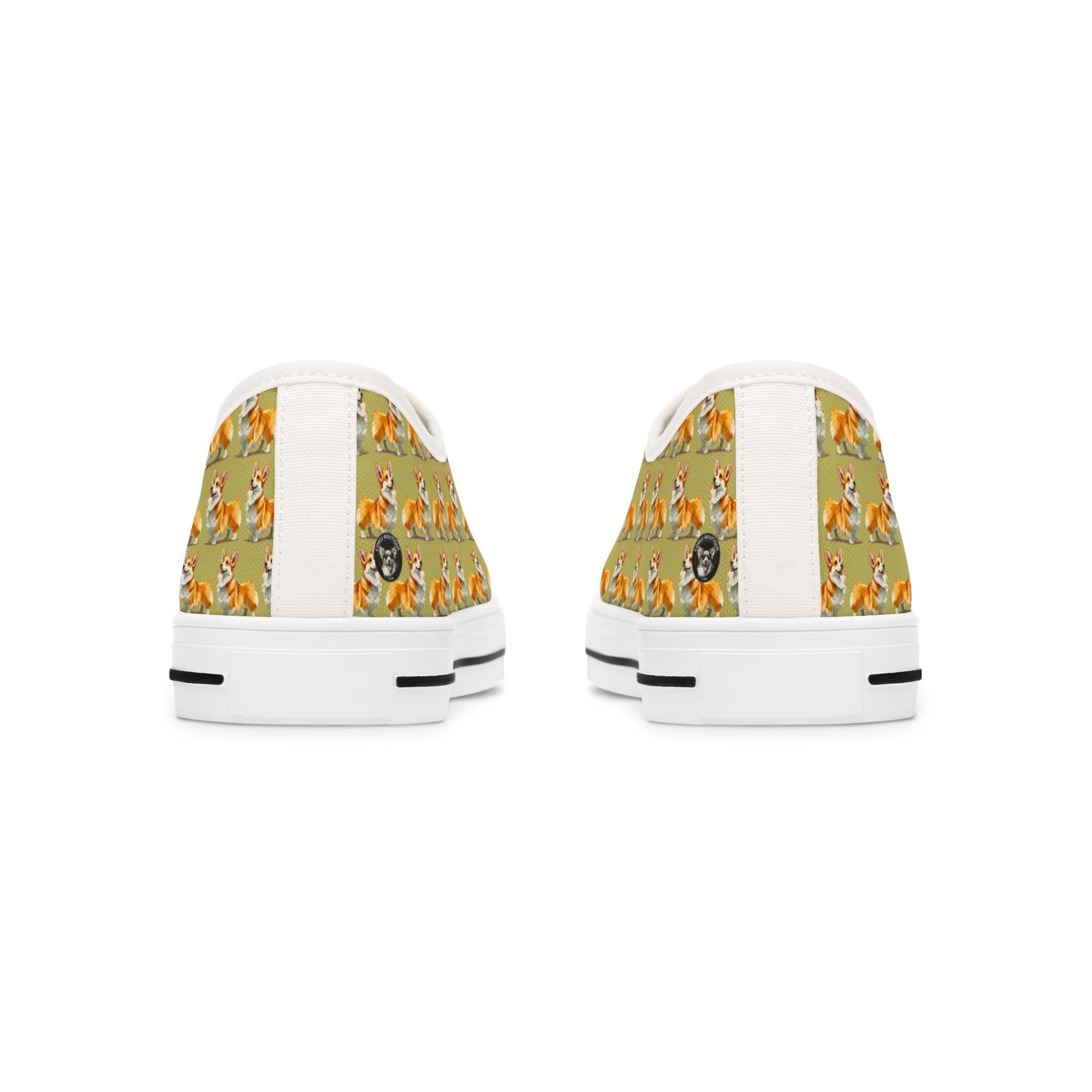 Classic Queen's Corgi Artistic Mosaic Pattern Women's Low Top Casual Canvas Sneakers