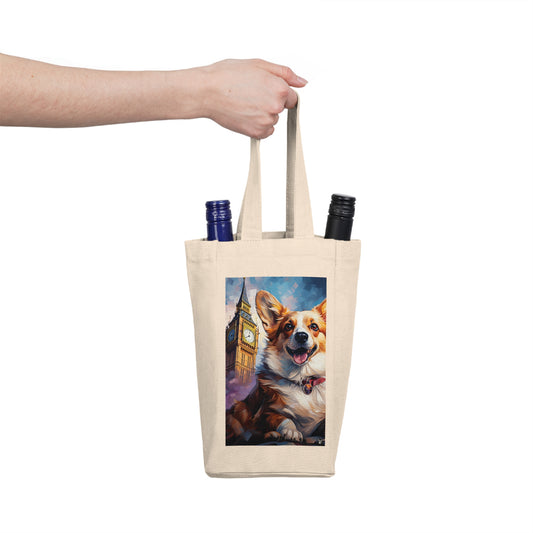Corgi and Ben - Double Wine Bottle Tote Bag