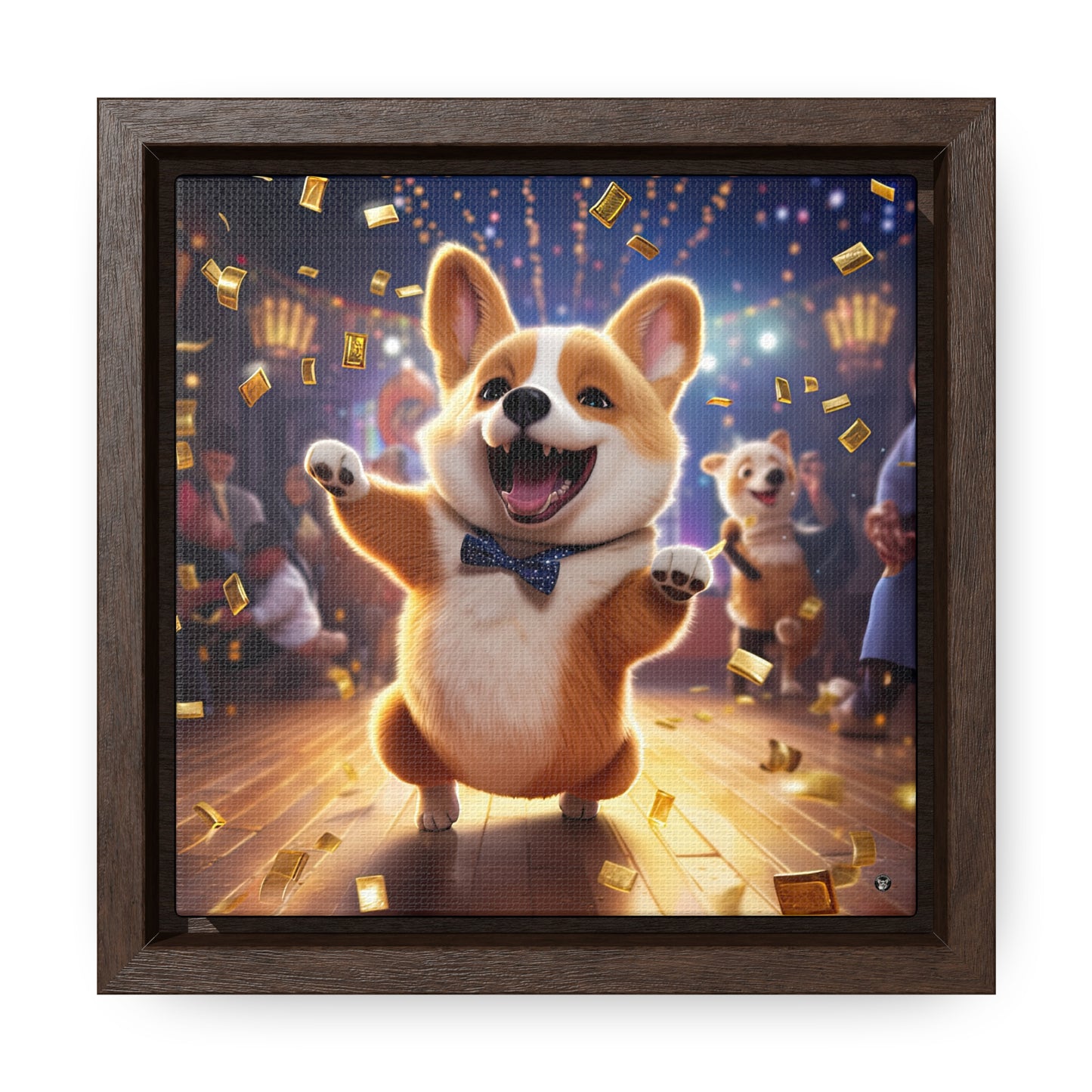 Boogaloo Corgi - Framed on Canvas