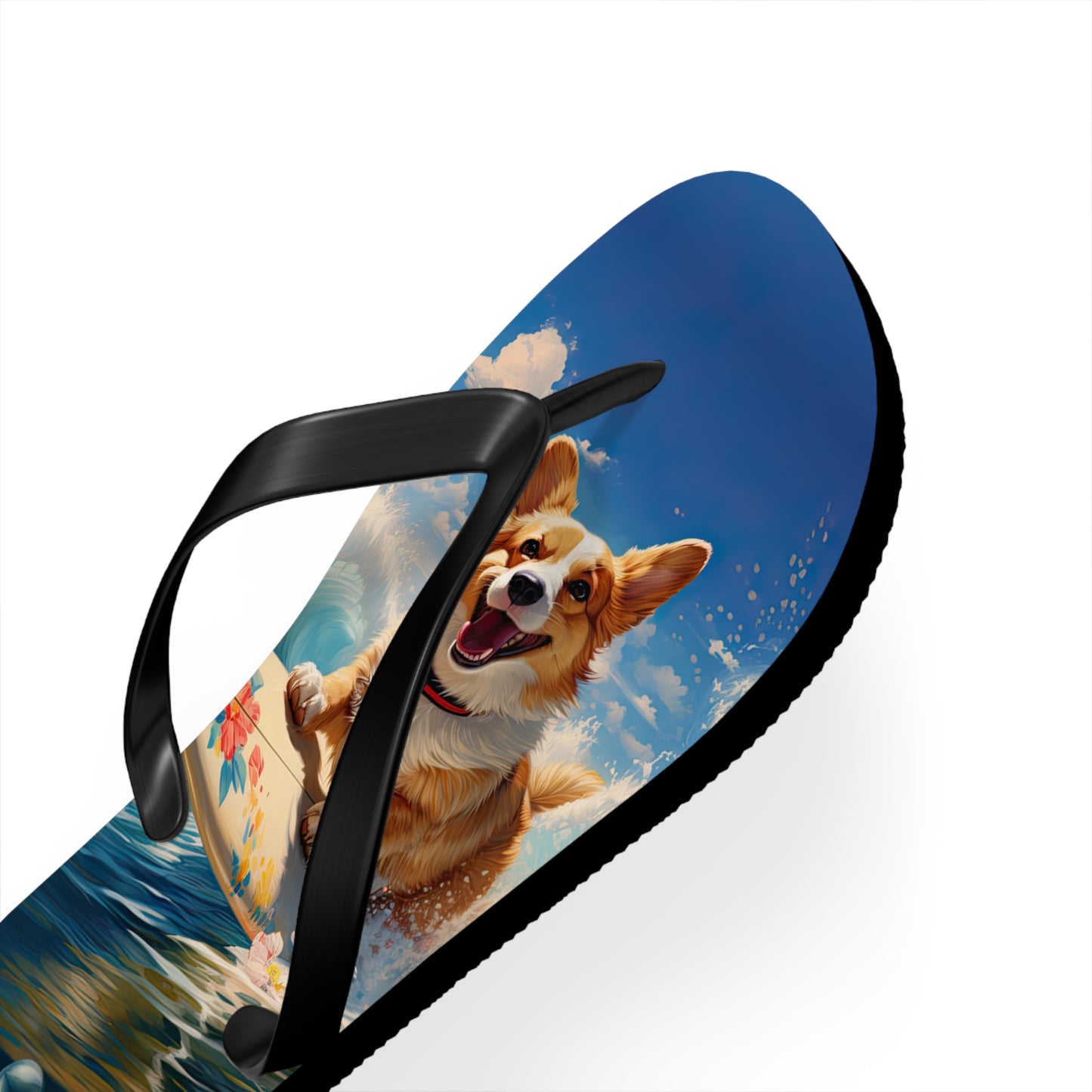 Cowabunga Corgi Flip-Flops