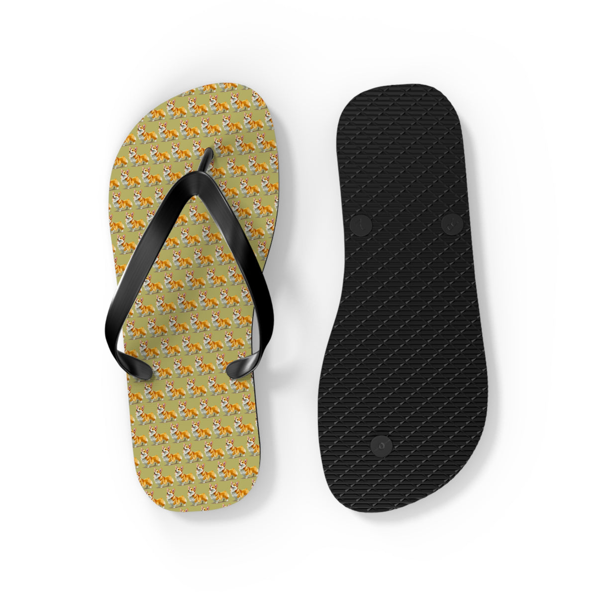 The Queen's Corgi Companion Repeater Pattern Flip-Flops - Cool Corgi Sandals