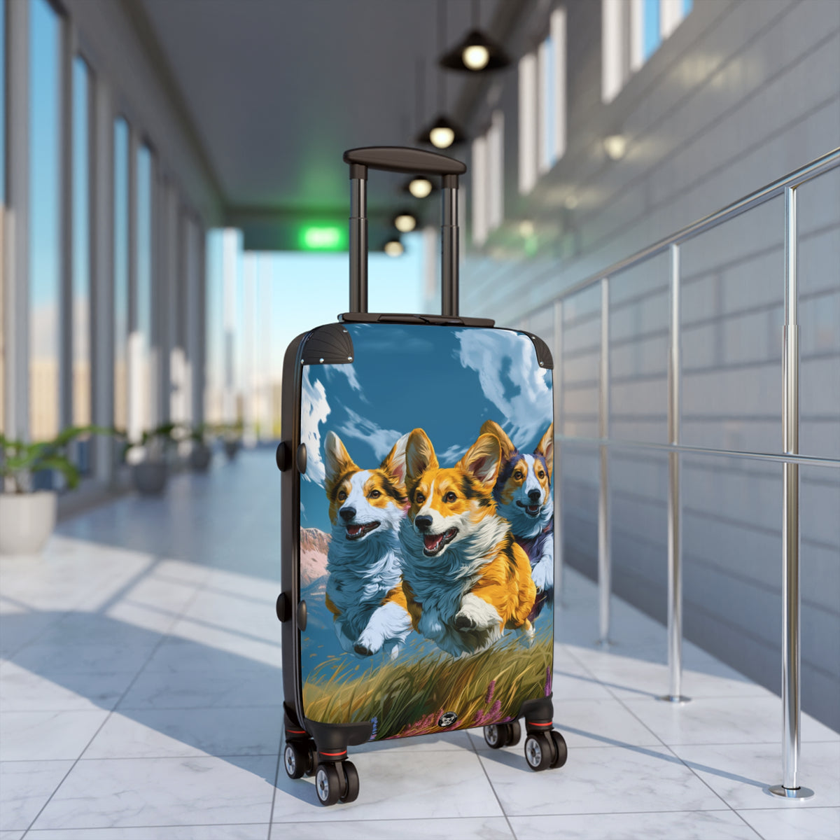 Corgi Running Racers Suitcases — Fast Corgi Racing Pups Rolling Luggage