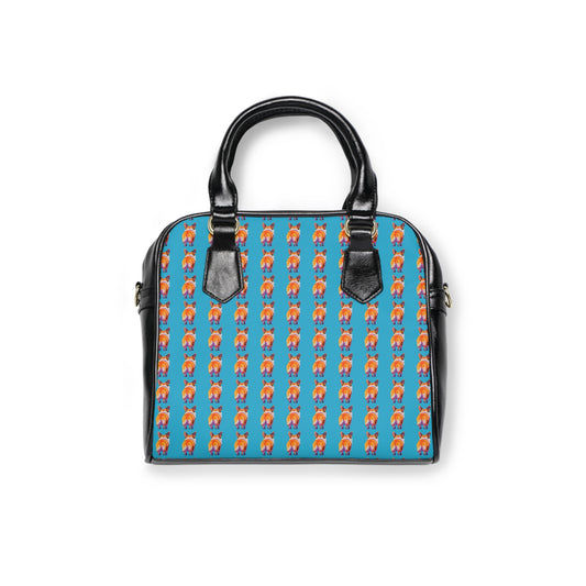 Corgi Butt Stripes Artistic Portrait Blue & Black Shoulder Handbag