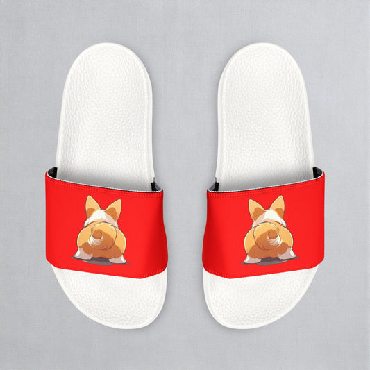 Booty Call Corgi Pop Art Men's Slide Sandals - Casual Pool & Beach Slides