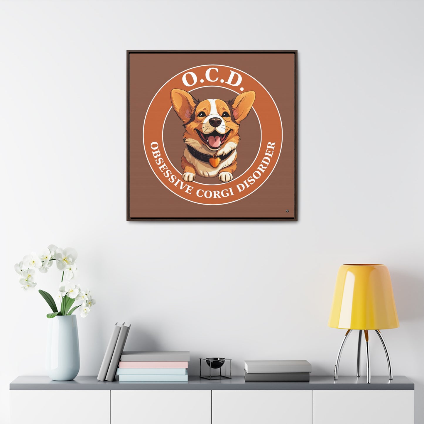 O.C.D. Obsessive Corgi Disorder - Framed on Canvas
