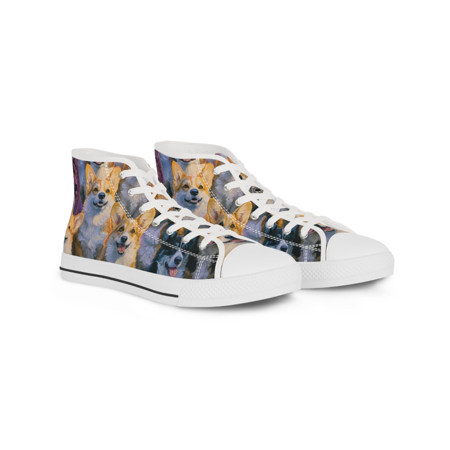 Pearly Gates the Corgis Await Men's High Top Casual Canvas Sneakers