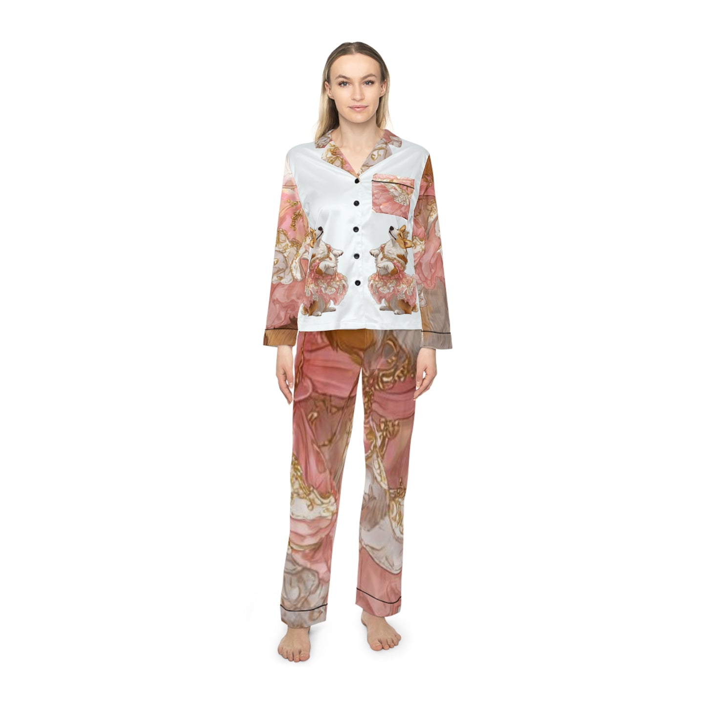 Pyjama en soie Princesse Corgi