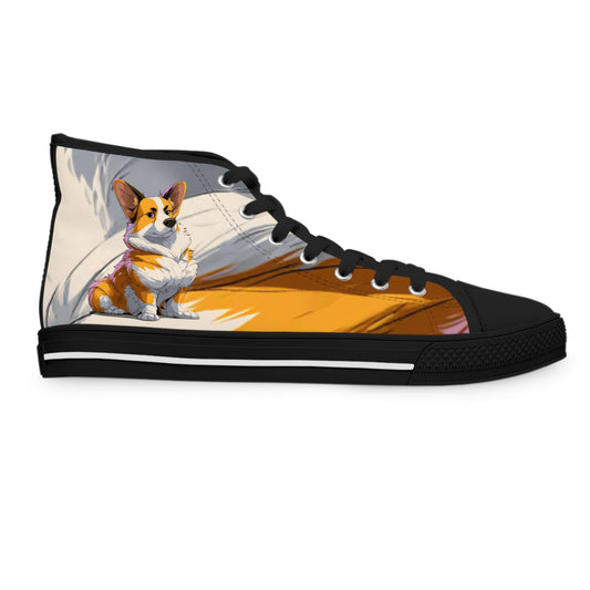Boss Dog Corgi Artistic Portrait Casual Canvas Multicolor Women's High Top Sneakers