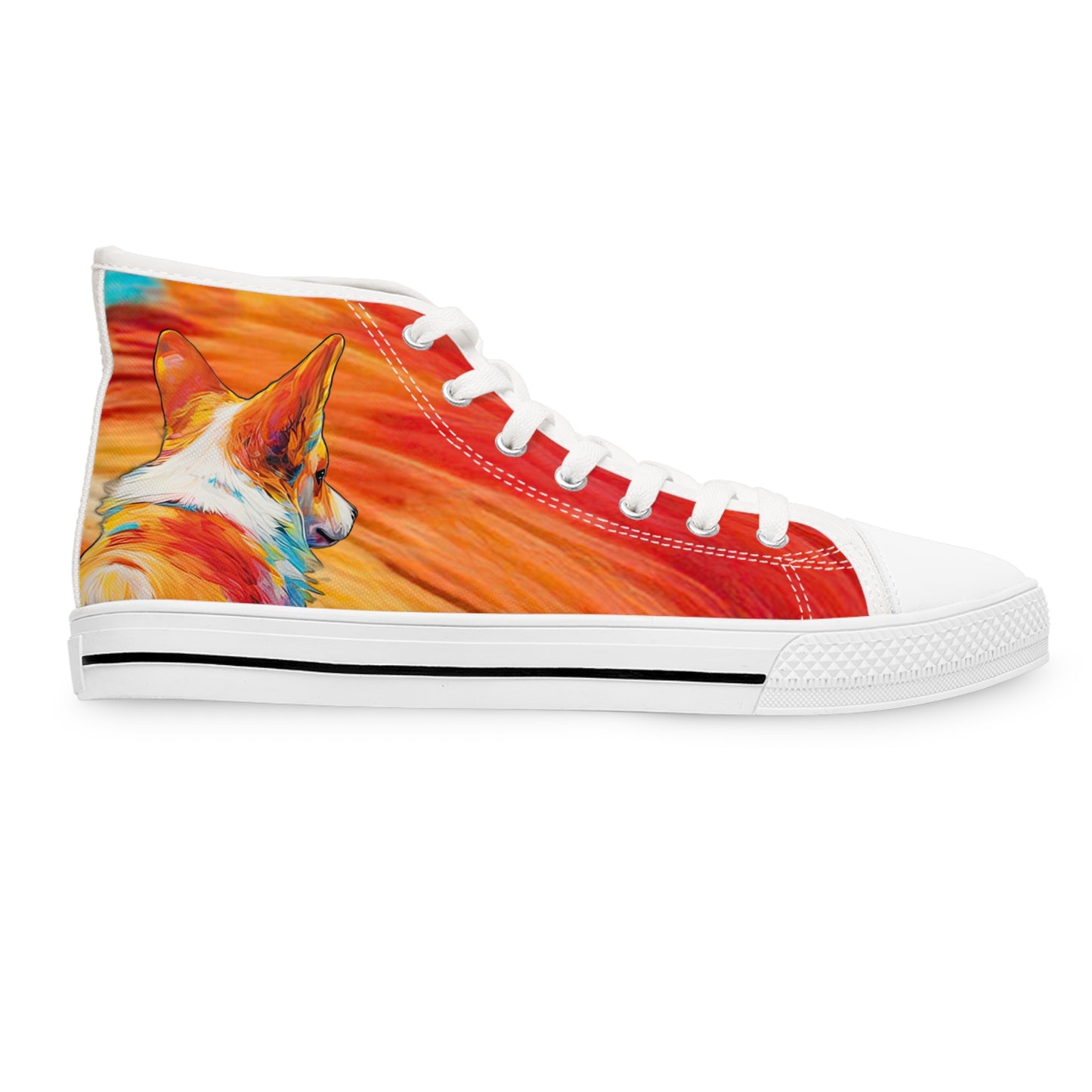 Peekaboo Corgi Vibrant Artistic Women's High Top Casual Canvas Sneakers