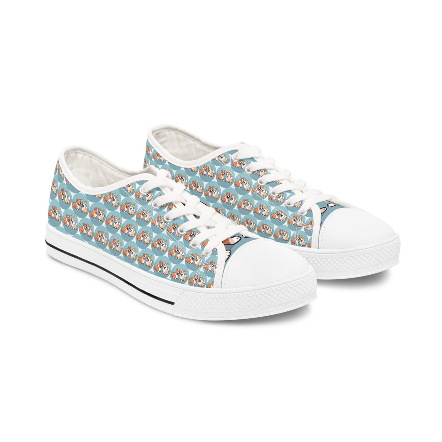 Corgi Couple Mosaic - Women's Low Top Sneakers