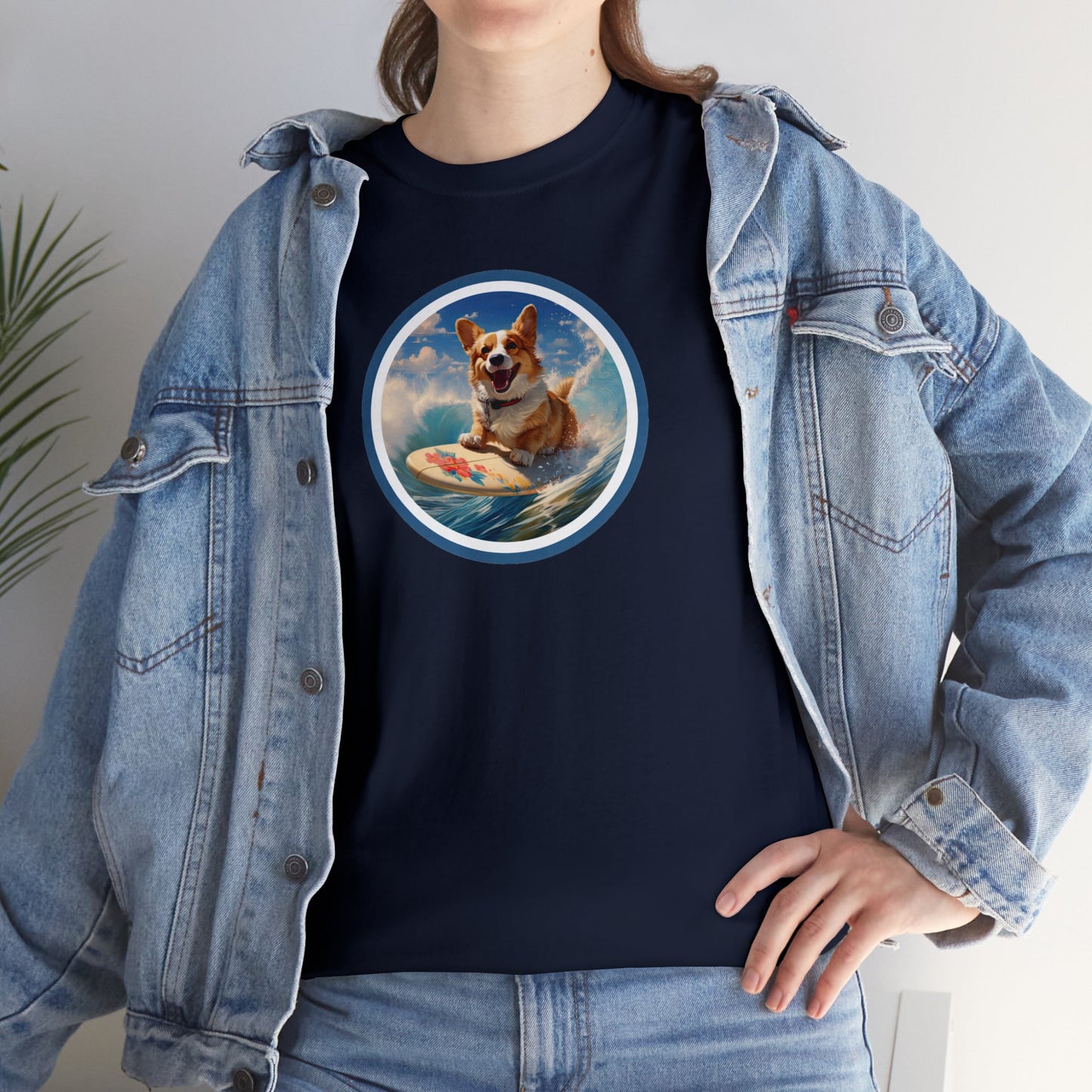 Cowabunga Corgi - Unisex Heavy Cotton Tee